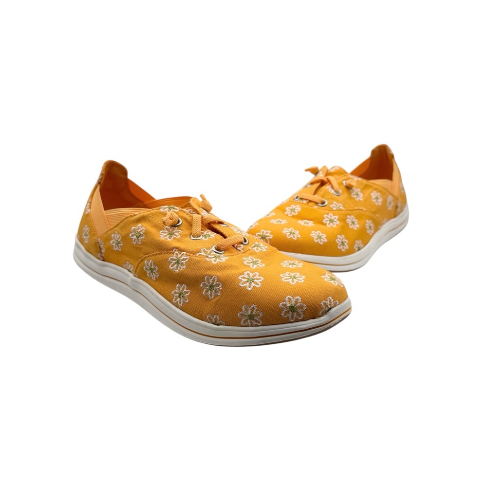 Clarks Cloudsteppers Yellow Floral Daisy Breeze Ave Boho Cottagecore Sneakers 9